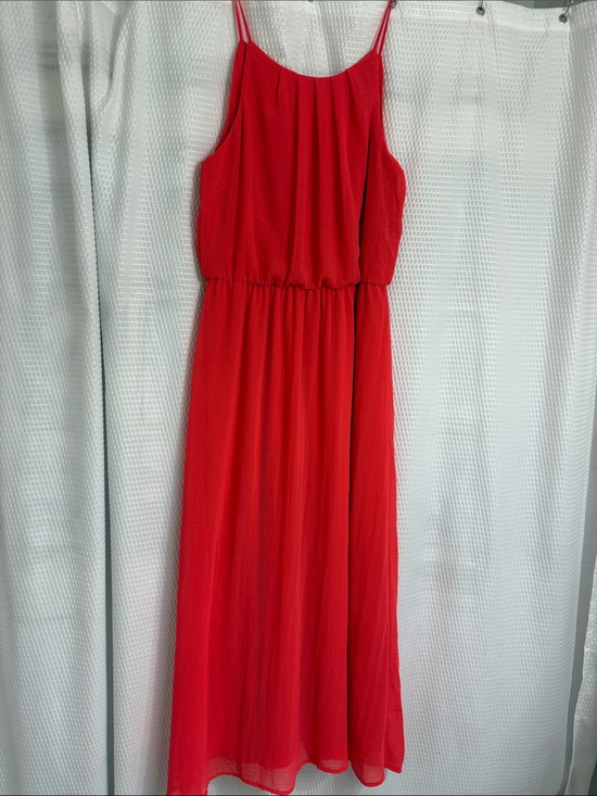 Tacera Dresses & Skirts - Tacera Coral-Red Spaghetti-Strap Maxi Dress